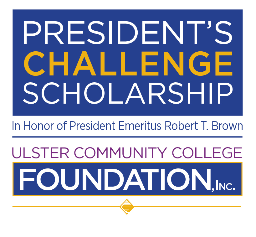 Blue,purple, gold and white Foundation Scholarship logo in Honor of President Emeritus Robert T. Brown
