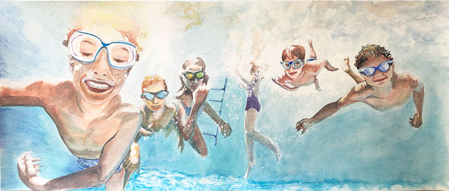 Swimmers Painting 