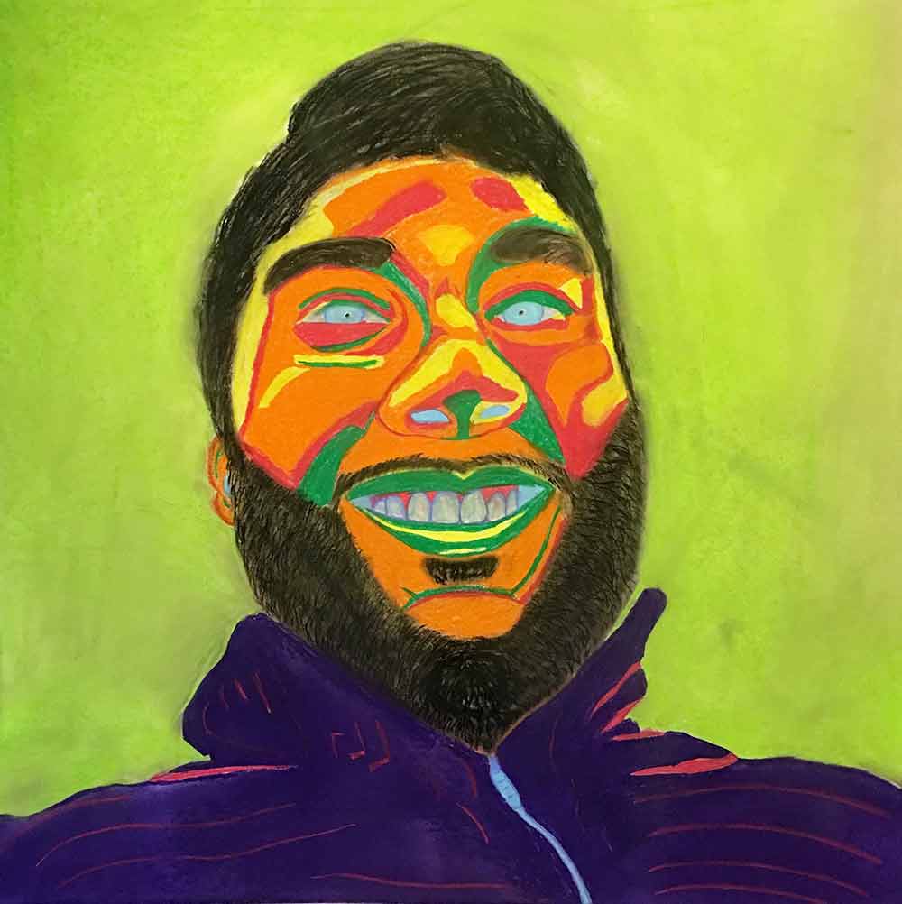 colorful painted student self portrait